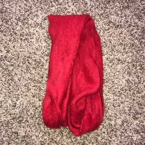 Red fuzzy infinity scarf